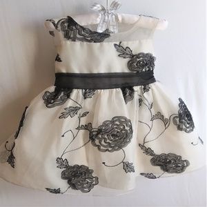 2T White Dress with White & Black Lace